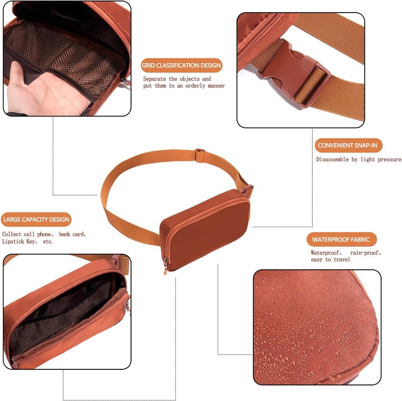 WITROMAN Belt bag Fanny pack crossbody bags for women Everywhere belt bag (Coffee) - Image 4